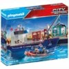 Playmobil - Gran Buque Portacontenedores Con Barco Aduanero 70769 -Playmobil Ventas medias 1069