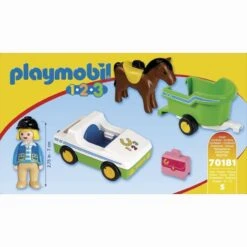 Playmobil - 1.2.3 Coche Con Remolque De Caballo -Playmobil Ventas medias 1747